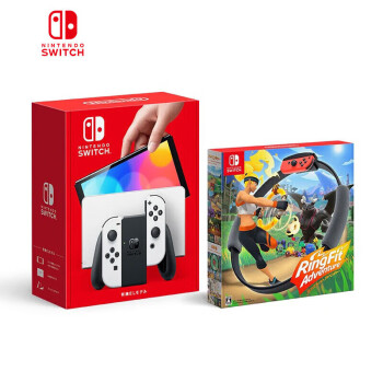 Nintendo Switch 任天堂  NS掌上游戏机 OLED主机 日版 白色 续航加强版 + 健身环大冒险游戏套装