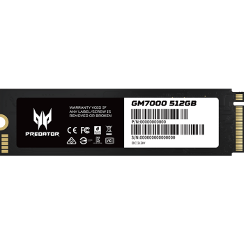 宏碁掠夺者（PREDATOR）512G SSD固态硬盘 M.2接口(NVMe协议) GM7000系列｜NVMe PCIe 4.0读速7400MB/s  AI电脑存储配件