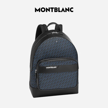 万宝龙MONTBLANC  M_Gram 4810系列蓝色拉链双肩包 127411 黑蓝色