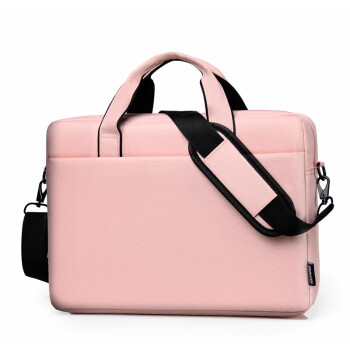 晴熙电脑包笔记本包手提包单肩包 简约加厚通勤 粉红色 15.6英寸
