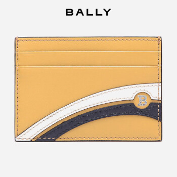 巴利（BALLY）男士金砂色蓝白经典条纹卡包卡夹 6226428