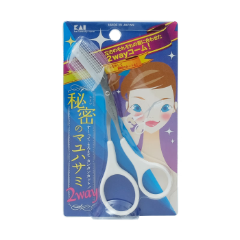 貝印日本进口 女用修眉剪（白色 ）修眉刀 修眉工具 带眉梳左右手都可