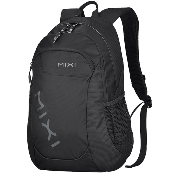 米熙mixi14英寸电脑包休闲运动双肩包女背包大容量旅行包18吋黑色5005