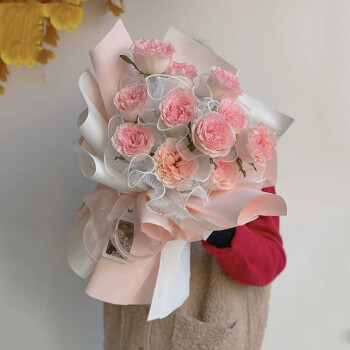 京东鲜花七夕鲜花同城配送10朵粉玫瑰花束生日礼物告白纪念送女友老婆