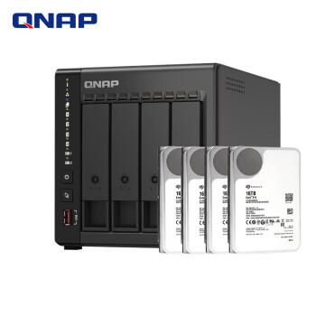 威联通（QNAP）TS-464C2 四核心处理器nas网络存储服务器内置双M.2插槽（含硬盘16T*4）