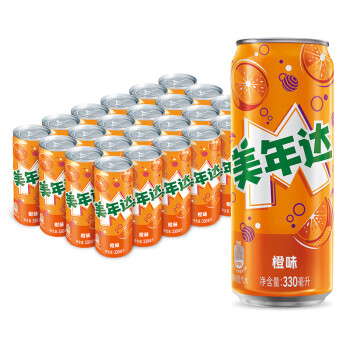百事可乐美年达 可乐 Mirinda 橙味汽水 碳酸饮料 细长罐330ml*24听 