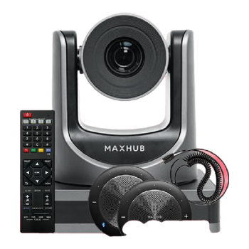 MAXHUB视频会议设备全套装系统10倍光学变焦高清云台摄像头+全向麦克风5米拾音*2会议室解决方案40-60㎡
