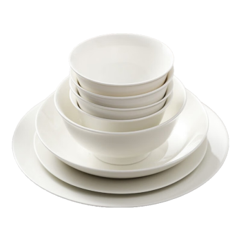厨万雅陶瓷碗中式白瓷小碗家用3.5英寸高脚米饭碗套装 6只装 新骨瓷