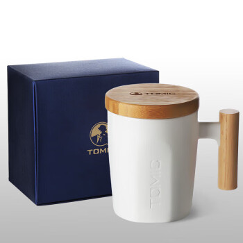 特美刻（TOMIC）马克杯咖啡杯子情侣陶瓷杯创意木柄牛奶杯水杯随手杯1329白400ML