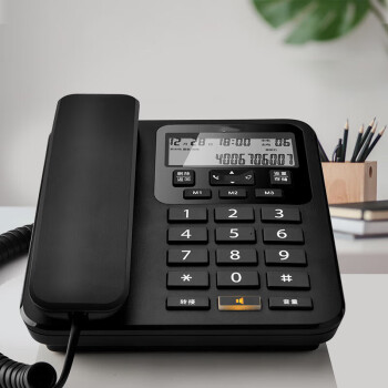 庄子然电话机座机 固定电话 办公家用有绳 免提免电池双接口DA160(黑)