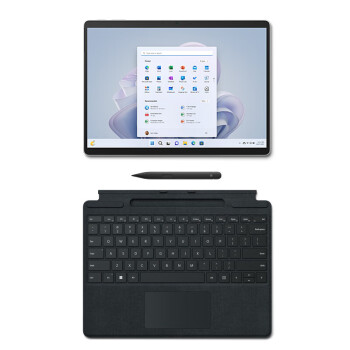 微软（Microsoft）Pro9 亮铂金+典雅黑带触控笔键盘盖i7 16G+1T二合一平板电脑13英寸120Hz触控屏游戏笔记本