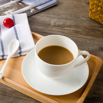 陶相惠 陶瓷咖啡杯碟 英式咖啡具套装 一杯一碟一勺纯白骨瓷咖啡杯