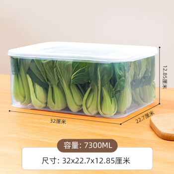 佰造 冰箱保鲜盒食品级冰箱收纳盒密封盒蔬菜水果冷冻盒 7.3L