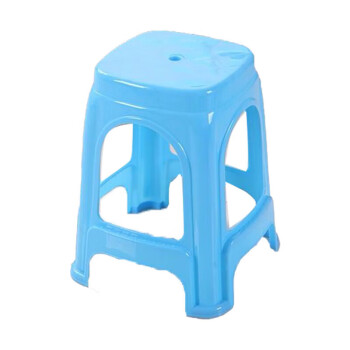 OLOEY 塑料凳子家用成人餐桌椅子高凳 平面款加厚蓝色（高46cm）