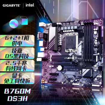 技嘉（GIGABYTE） B760M DS3H DDR5 适用 12 13 14 代cpu LGA 1700