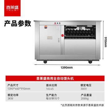 喜莱盛馒头机 MG65/2-S 商用全自动馒头成型机厨房圆馒头机全钢对辊馒头机