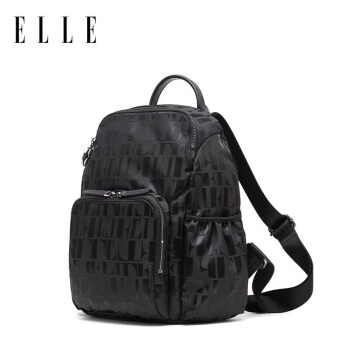 ELLE女包旅游尼龙大容量双肩包电脑包运动背包书包E20S1480313BK黑色