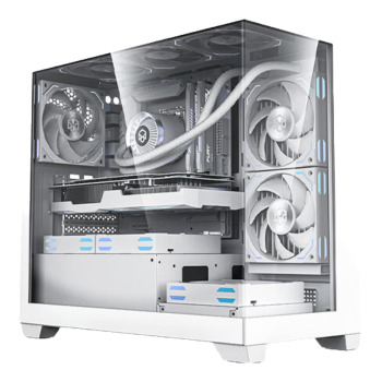 半岛铁盒（PADO）白泽360E 白色海景房 MATX 台式机电脑主机箱（无A柱/支持360水冷/9风扇位/4090显卡）