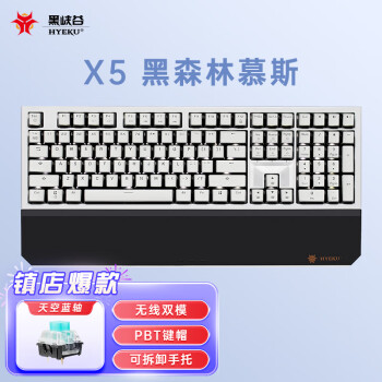 黑峡谷（Hyeku）X5 有线/无线2.4G双模机械键盘 108键PBT键帽 凯华BOX新轴 黑森林慕斯 天空蓝轴 附卡扣腕托