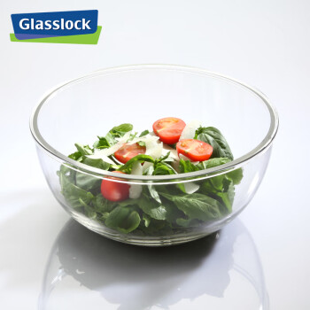Glasslock钢化玻璃大容量保鲜耐热沙拉碗加厚圆形微波炉汤碗泡面碗1000ml