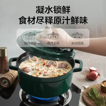 苏泊尔（SUPOR） 珐琅锅汤锅24cm铸铁锅炖锅3.8L罗勒绿 ET24MF01-BA