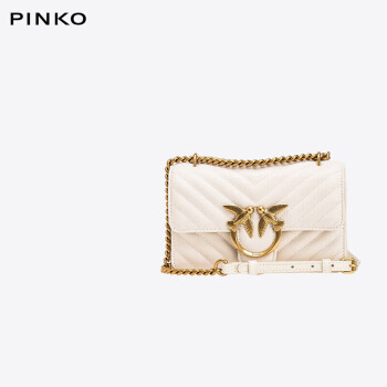 PINKO女包小号羊皮绗缝包链条燕子包 白色
