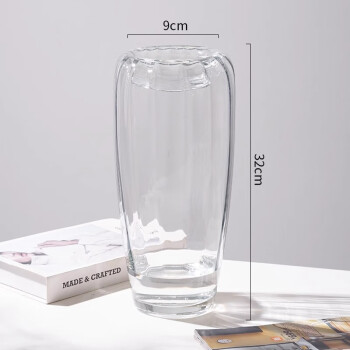 初卓北欧风透明玻璃花瓶插花花器水养鲜花摆件 SX-内翻口大号【透明】