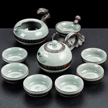 美尚源哥窑茶具套装冰裂釉家用整套  哥窑唐韵茶壶10头茶具