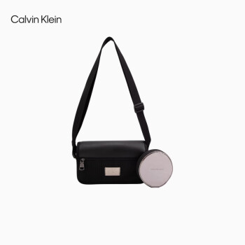 Calvin KleinJeans24春季新款男士金属ck标牌通勤翻盖单肩斜挎相机包HH3845