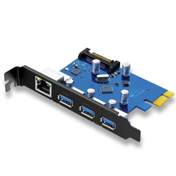 绿联（UGREEN） PCI-E千兆网卡台式机主机箱内置自适应有线网卡以太网扩展卡RJ45接口 千兆网卡+3口USB3.0 30775