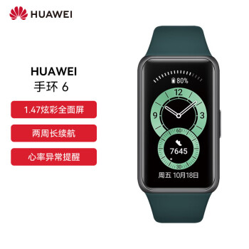 华为（HUAWEI）智能运动手环 血氧心率监测震动提醒96种运动模式 超长续航磁吸快充NFC功能 手环6标准版 青山黛