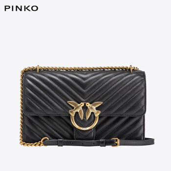 PINKO女包CLASSIC绗缝包链条燕子包 黑色