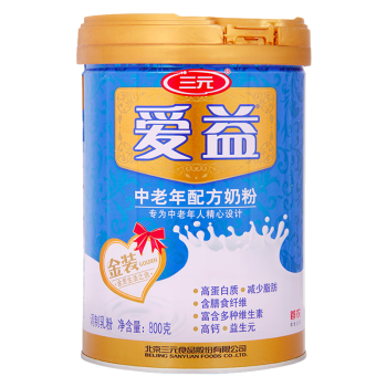 三元（SAN YUAN）爱益中老年配方高钙奶粉800g/罐
