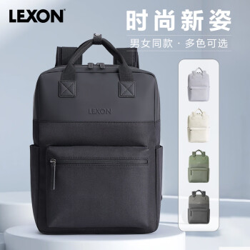乐上（LEXON）双肩包男15英寸笔记本电脑包百搭旅行情侣背包女休闲学生书包黑色