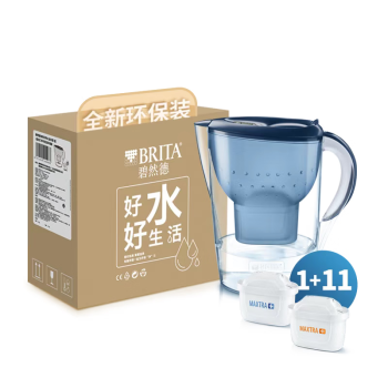 碧然德（BRITA）过滤净水器 家用滤水壶 海洋系列 3.5L(蓝色）+去水垢专家版滤芯11枚 环保加固包装