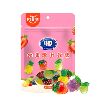 阿麦斯 4D创意积木果汁软糖 橡皮糖果儿童零食礼物 水果软糖72g/包*3包