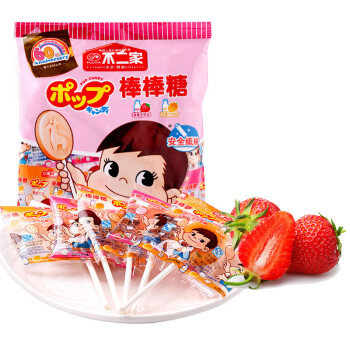不二家棒棒糖116g*5袋 芒果牛奶味+草莓牛奶味 糖果儿童零食 包装随机