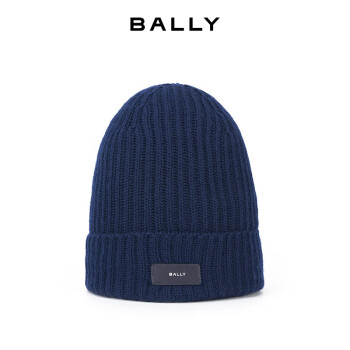 巴利（BALLY）送女友 男女款深蓝色羊毛针织帽 M8BA219K 6304940