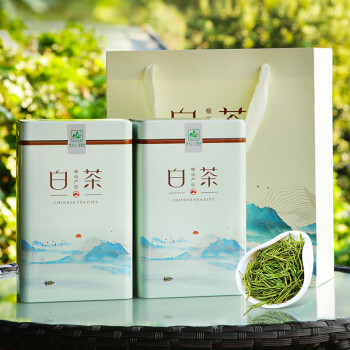 茗山生态茶  茶叶绿茶 新茶 白茶绿茶  嫩芽 共300g茶叶双罐装