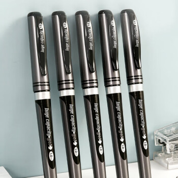 得力 中性笔1.0mm大笔画加粗黑色签字笔 黑色 12支笔 AGP13604