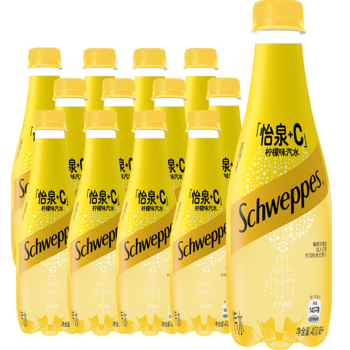 可口可乐（Coca-Cola）怡泉 Schweppes +C 柠檬味汽水 碳酸饮料 400ml*12瓶整箱装