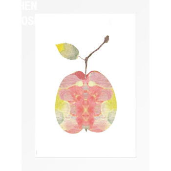 文化用品 字画 申小奢 云朵樱桃苹果梨水果小鸟水彩 抽象艺术海报