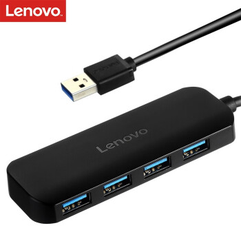 联想（Lenovo） A601 USB分线器 笔记本电脑台式机扩展坞 HUB集线器一拖四转换器 USB3.0分线器 黑色