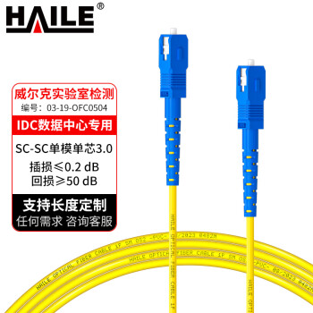 HAILE海乐 电信级单模万兆光纤跳线 单模单芯Φ3.0（SC-SC，9/125）3米 光纤线尾纤跳纤 HJ-1SC-SC-S3