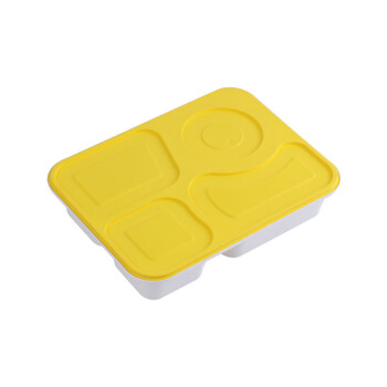 JIETIANSHI 一次性快餐盒 加大五格防盗饭盒 白盒黄盖不带碗 100套/箱