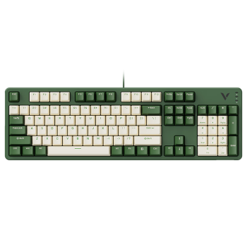 雷柏（Rapoo） V500PRO米绿升级款 104键有线背光机械键盘 PBT双色键帽电脑办公游戏全键无冲可编程键盘 茶轴