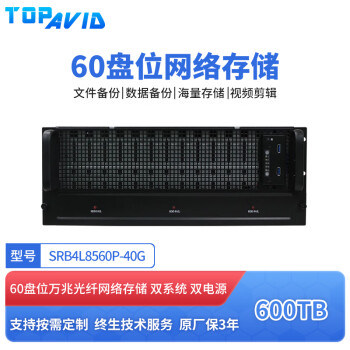 TOPAVID SRB4L8560P 60盘40G万兆光纤 标配600TB企业级存储容量 共享磁盘阵列 音视频制作共享网络存储