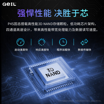 GEIL金邦 1TB SSD固态硬盘 M.2接口(PCIe 4.0 x4)NVMe SSD游戏高性能版高速7450MB/S P4S系列