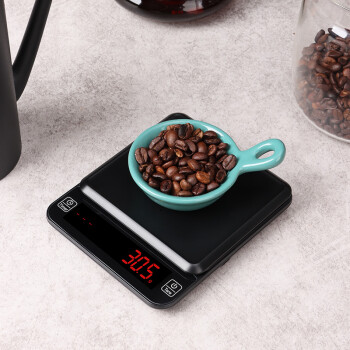 拜杰（Baijie）咖啡秤高精度0.1g/3kg电子秤厨房秤克秤智能冲咖啡计时秤咖啡粉称重秤