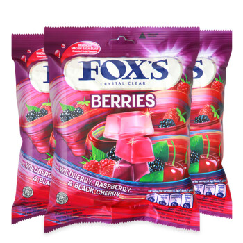 霍适foxs水晶糖杂莓味90g*3袋印尼进口零食0脂儿童糖果水果糖硬糖